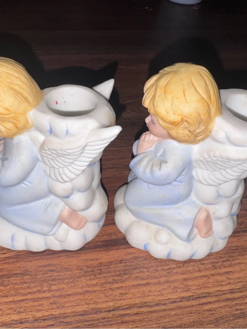 Vintage Cherub Angel Candle Holders Set of 2 | Ceramic Praying Angels